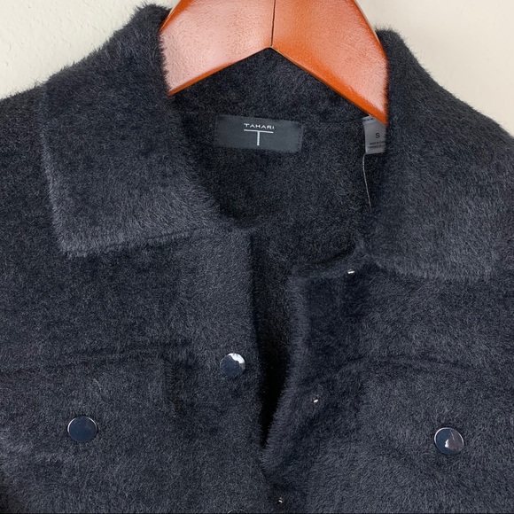 Tahari Wool Fuzzy Teddy Soft Moto Jacket Blazer Soft - Picture 8 of 8